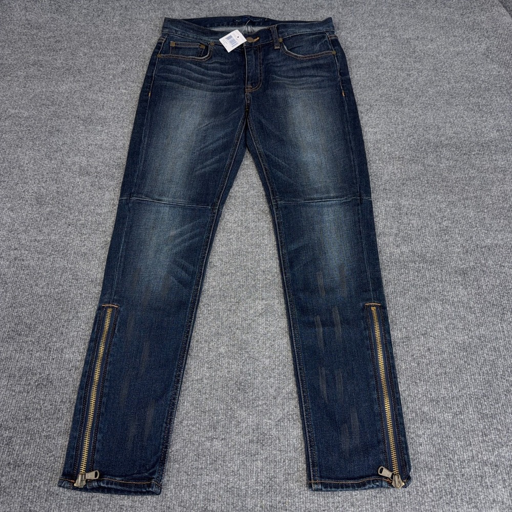 Vintage Polo Ralph Lauren Sport Jeans Womens 29 (31x30) Dark Wash Moto Ankle Zip
